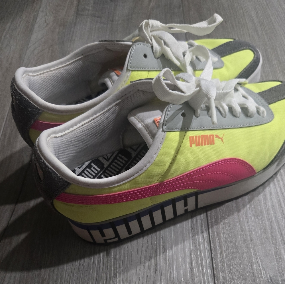 Puma Neon Yellow and Pink Sneakers